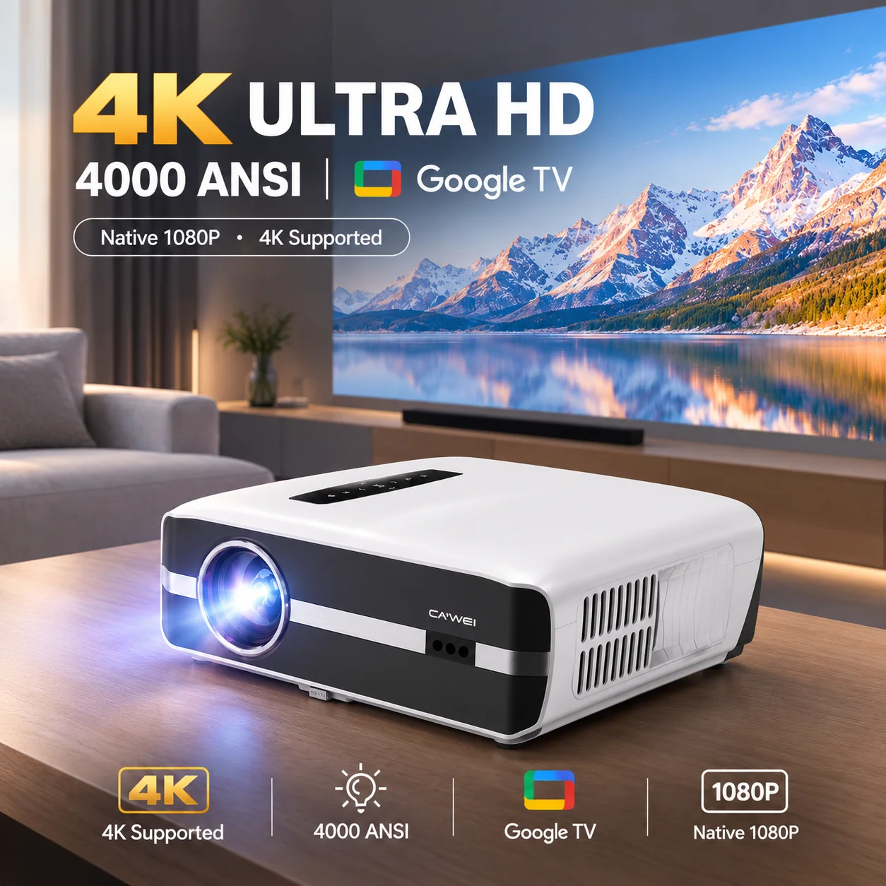 Outdoor Power Products - New A9S 4k 4000ANSI Projector Auto