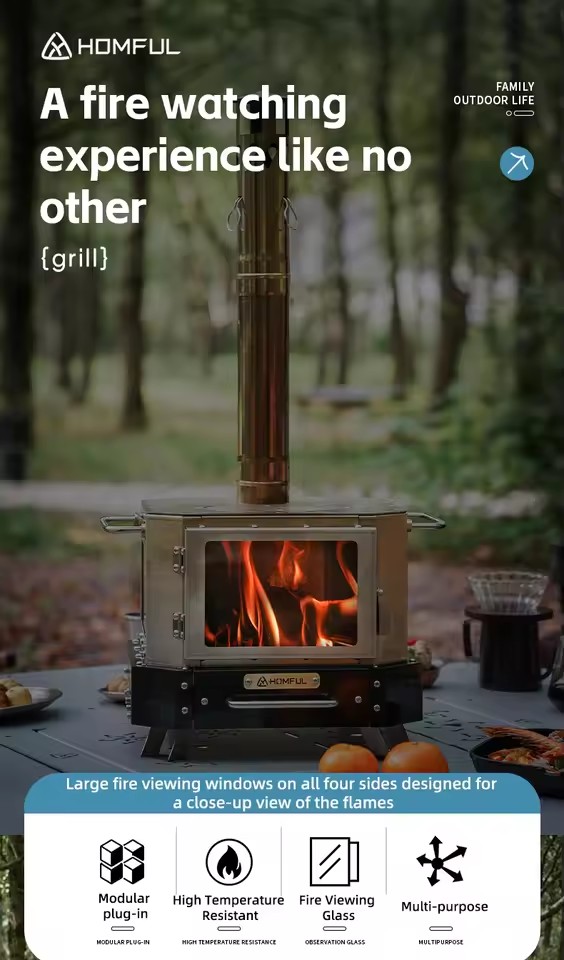 HOMFUL Portable Firewood Stove - Outdoor Kitchen Power Burner 评论和价格